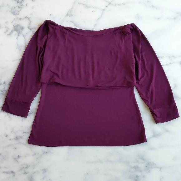 NWOT. The Limited Modal and Wool Cowl Neck 3/4 Sleeve Burgundy Top. - Picture 4 of 5